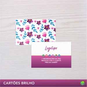 Cartão de visita com verniz total 4x4 Papel Couchê 250g | 9x5cm | Cores: 4x4 | Verniz UV Brilho Frente e Verso  